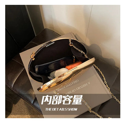 Designer Acrylic Shell Shape Clutch Bag Gold Silver Women Evening Party Bag Cute Shiny Metal Shoulder Crossbody Bags Small Purse
