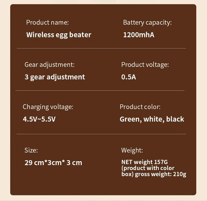 Wireless Type-C Rechargeable 3-speed Mini Handheld Milk Frother Coffee Frother Portable Kitchen Cooking Tools Whisk Foam Blender