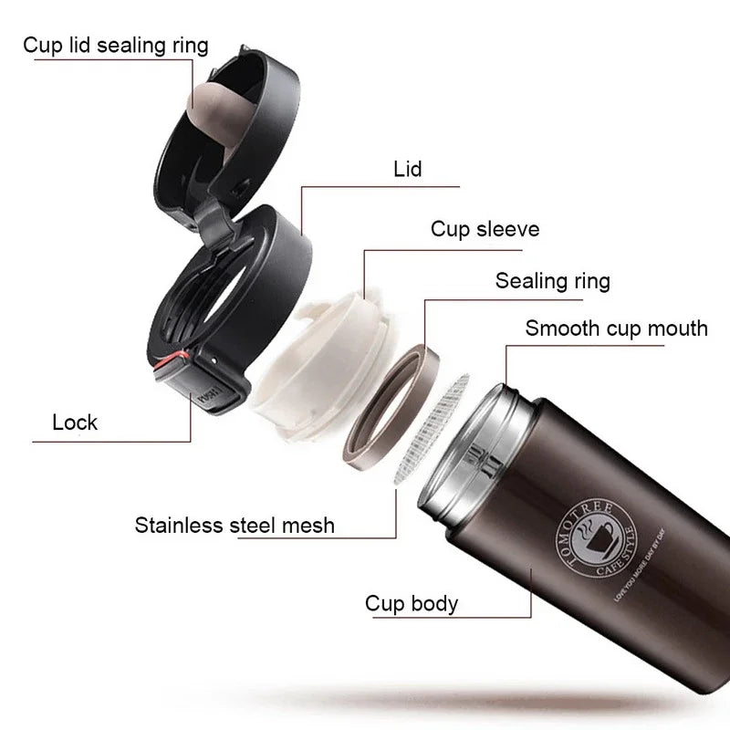510ML Thermal Mug Double Wall 304 Stainless Steel Coffee Cup Vacuum Flask Thermos Water Bottle Tea Coffee Leak-proof Thermos Mug