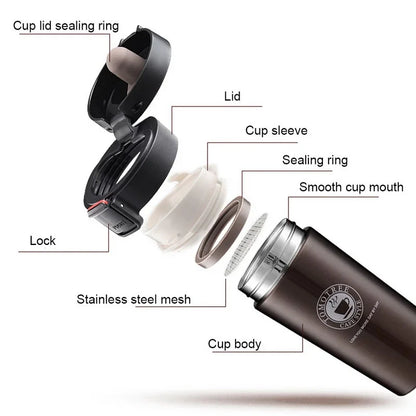 510ML Thermal Mug Double Wall 304 Stainless Steel Coffee Cup Vacuum Flask Thermos Water Bottle Tea Coffee Leak-proof Thermos Mug