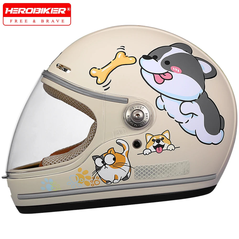 Children's Anti Fall Helmet Cute Cartoon Motorcycle Helmets Electric Bike Helmet Children's Moto Helmets Riding Full Helmet
