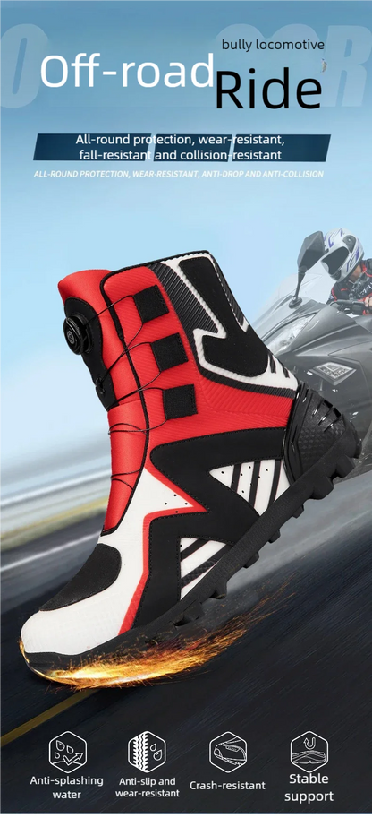 Motorcycle protective riding boots men four season fashion high top anti slip wear-resistant comfortable off-road cycling boots