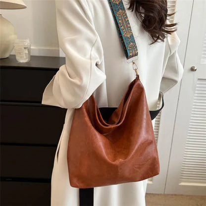 Bohemian Style Women Shoulder Bag, Vintage Wide Strap Crossbody with Intricate Embroidery, Versatile for Casual Commuting Wear