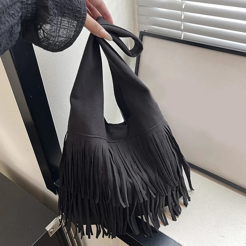 Suede Tassel High Quality Faux Shoulder Bags Fashion Large Capacity Sense of Luxury Popularity Women's Tote Bags Casual New