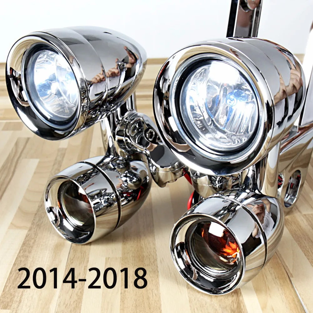 Chrome Fairing Mounted Driving Lights Smoked Turn Signals For Harley 2014-2023 Electra Street Glide Models
