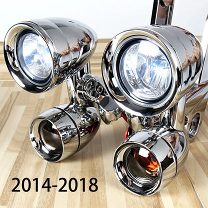 Chrome Fairing Mounted Driving Lights Smoked Turn Signals For Harley 2014-2023 Electra Street Glide Models