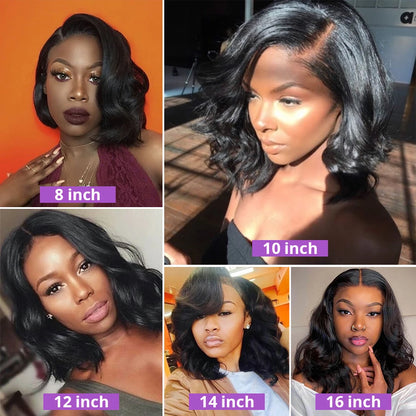 Chinese Hair Bob Wig Virgin Hair 5x1 Hd Lace Frontal Wig 100% Human Hair Pre Plucked Natural Color Body Wave 13x4 Lace Front Wig