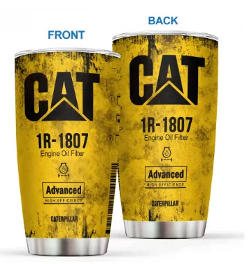 20Oz Stainless Steel Insulated Tumbler Engine Oil filter Yellow Double walled with Straw and Lid keep Cold Hot Drink Car Cup