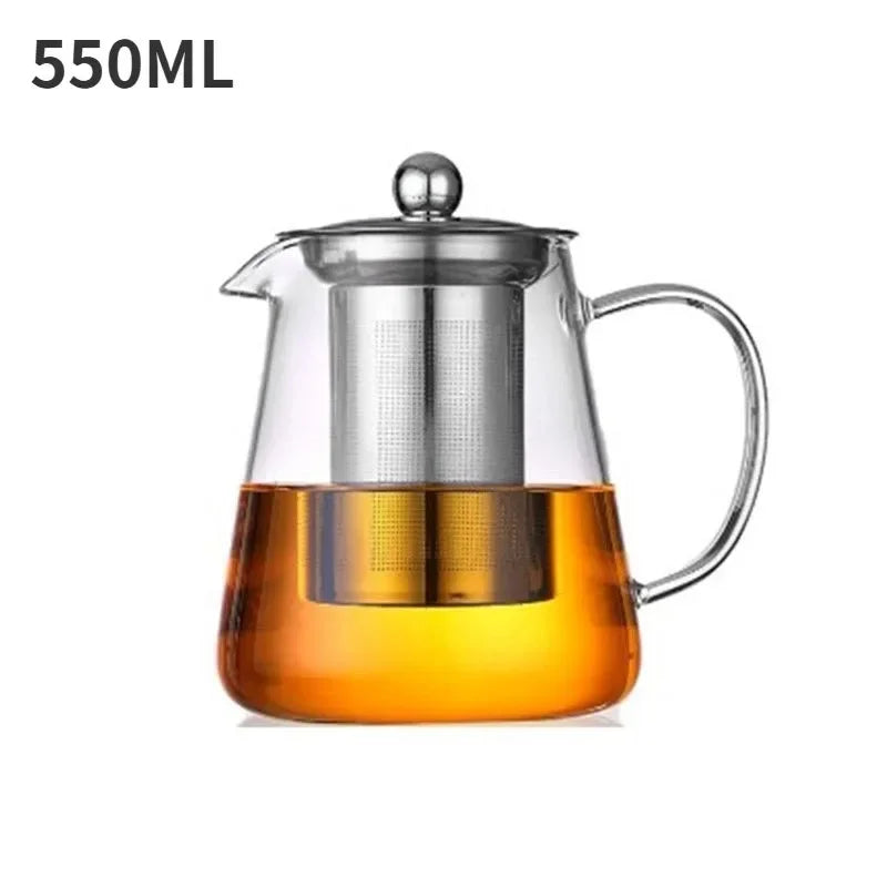 450/1300ML Arshen Filterable Heat-resistant Glass Teapot With 304 Stainless Steel filter Can Heated on Fire Clear Glass Teapot
