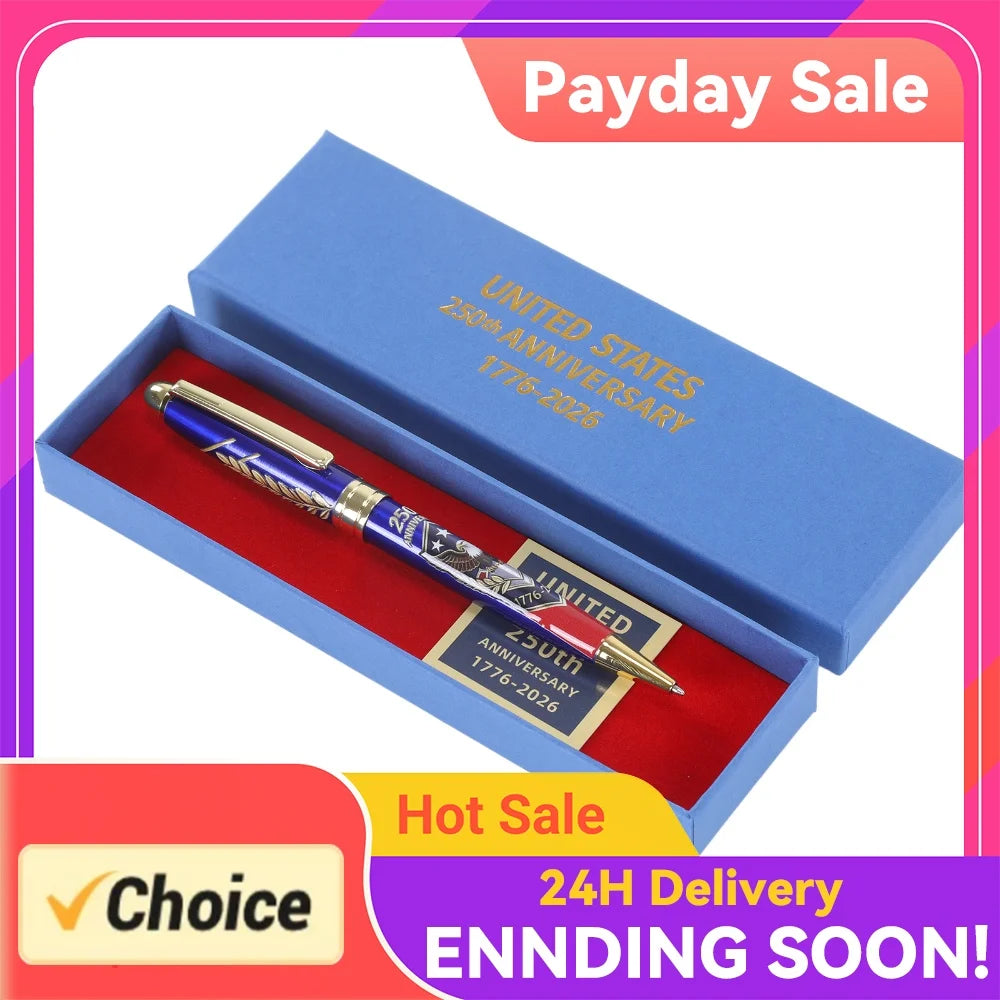 250th Anniversary Commemorative Ballpoint Pen with Gift Box Fourth of July Pens for Patriot History Enthusiast Works Daily Use