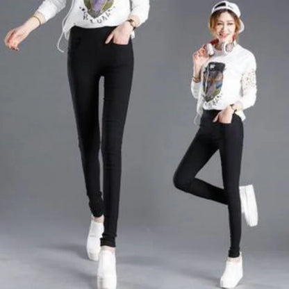 Fashion Women Solid Straight Pants Elegant Summer Elastic Stretch Skinny Legging Pencil Pant Casual Office Lady Chic Trousers