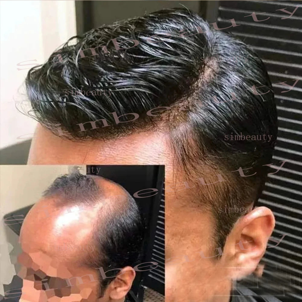 Super Micro Skin Grey 1B65 1B40 Human Hair Toupee Natural Hairline Hair Loss Solution Durable Black White Prosthes Replacement S