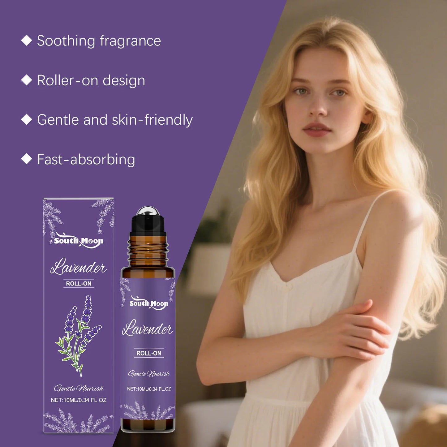 Lavender Body Fragrance Essential Oil Relaxing Mood Improve Anxiety Soothing Skin Lasting Fragrance Portable Body Care Essence