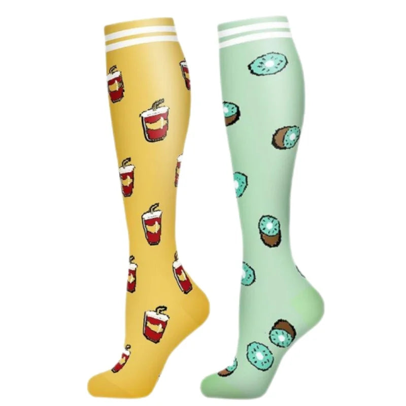 2Pairs New Cat Compression Socks Knee High 20-30 Mmhg Fit Medical Edema Diabetes Varicose Veins Running Compression Sports Socks