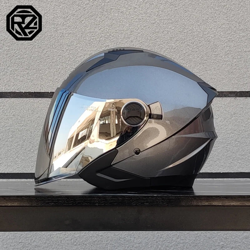 ORZ Motorcycle Helmet Half Face Double Lens Moto Four Seasons Men Women Street Fashion Helmet Capacete De Moto Safety