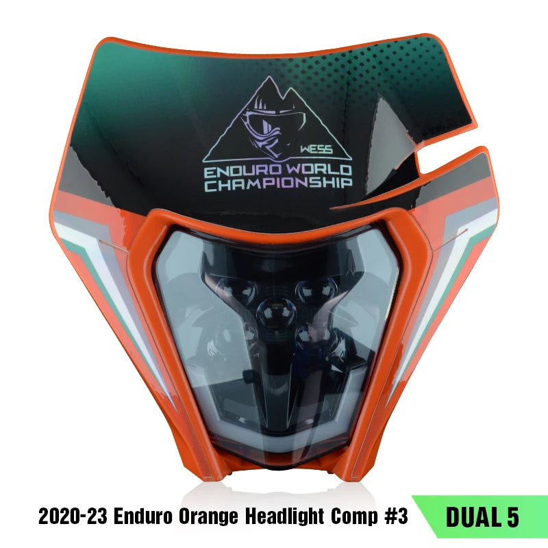 PowerZone Motorcycle LED Headlight Headlamp Head Lights Supermoto Fairing For KTM EXC SXF MX Dirt Bike Enduro LED Headlight
