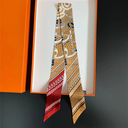 Luxury Brand Horse Bag Scarf 2024 New Design Womens Silk Scarf Fashion Head Scarf Headwear Long Skinny Scarves Bag Accessories