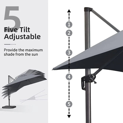 9' X 11.5' Patio Umbrella Outdoor Cantilever Rectangle Umbrella Aluminum Offset Umbrella with 360-degree Rotation, Customized