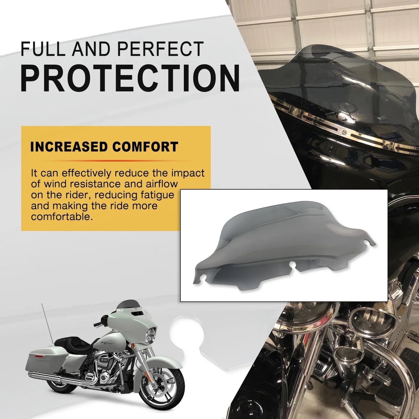 4'' 6"8'' Windshield Fairing Windscreen Cover For Harley Electra Street Glide Touring1996-2013 Black/Smoke