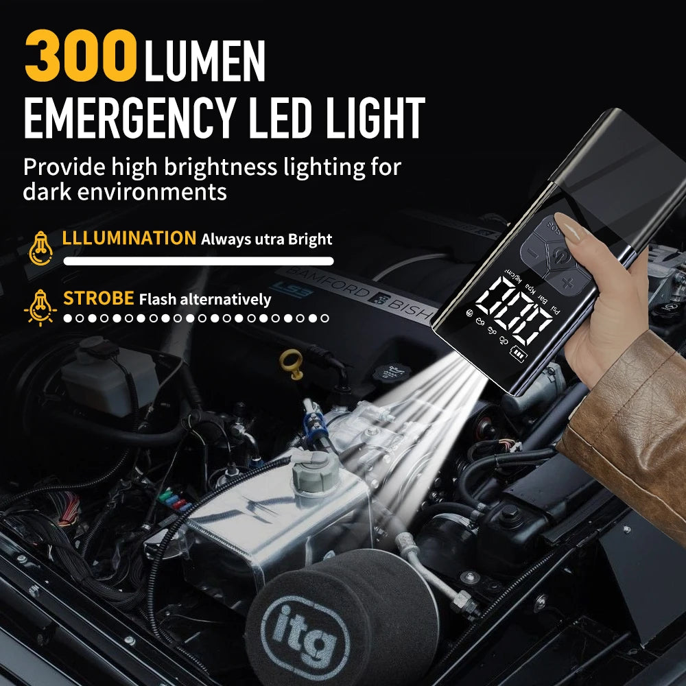 2500A Professional Car Starter Car Booster with 150PSI Air Compressor Power Bank Portable Charger for Car Battery Jump Starter