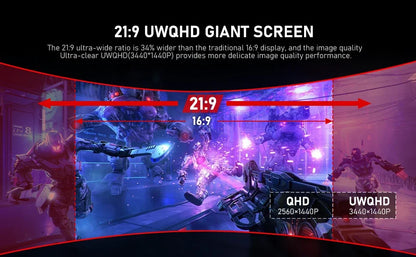 34 CRUA Gaming Monitor 34-inch Curved Ultrawide WQHD Monitor 3440 x 1440 R1500 Ultrawide Computer Monitor 144Hz VA Panel Display