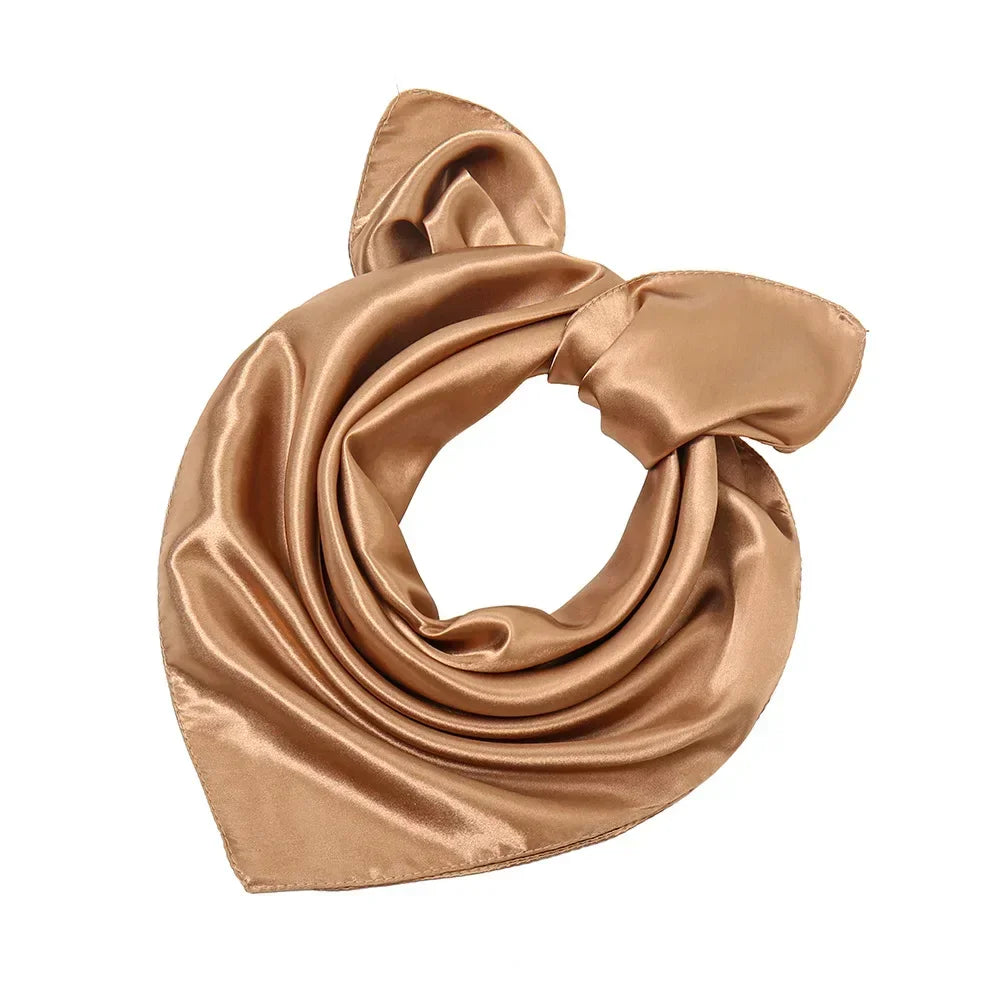 60x60cm Solid Colors Neckerchief Scarf For Women Silk Satin Headband Hair Scarves Female Square Shawls Head Scarfs