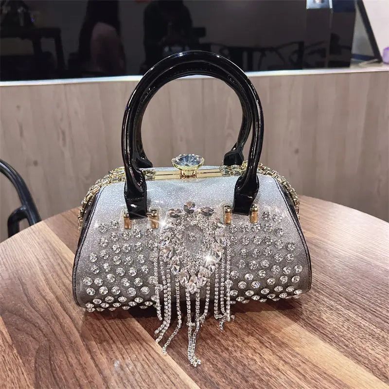 Fashion Diamonds Leather Women's Handbag Small Shoulder Cross-Body Bag New Elegant Evening Bag Portable Girls Party Dinner Bags