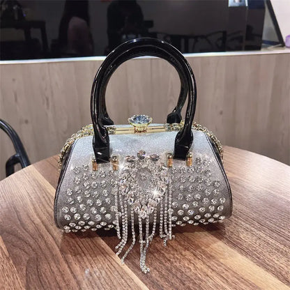 Fashion Diamonds Leather Women's Handbag Small Shoulder Cross-Body Bag New Elegant Evening Bag Portable Girls Party Dinner Bags