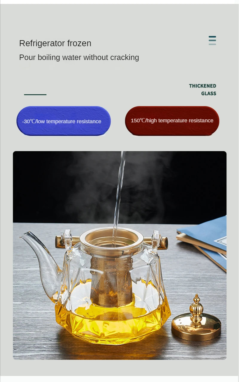 Glass Beam Pot Flower Tea Pot Health Pot Heat Resistant Glass Teapot With Strainer Infuser Teapot to Boil Water Kettle Gaiwan