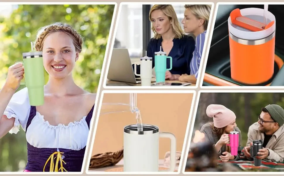 40oz H2.0, 304 Stainless Steel Vacuum Insulated Tumbler With Lid Straw For Water Cold Warm Thermal Coffee Car Cup