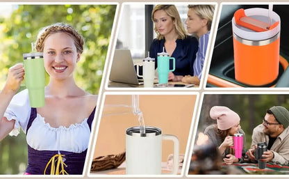 40oz H2.0, 304 Stainless Steel Vacuum Insulated Tumbler With Lid Straw For Water Cold Warm Thermal Coffee Car Cup