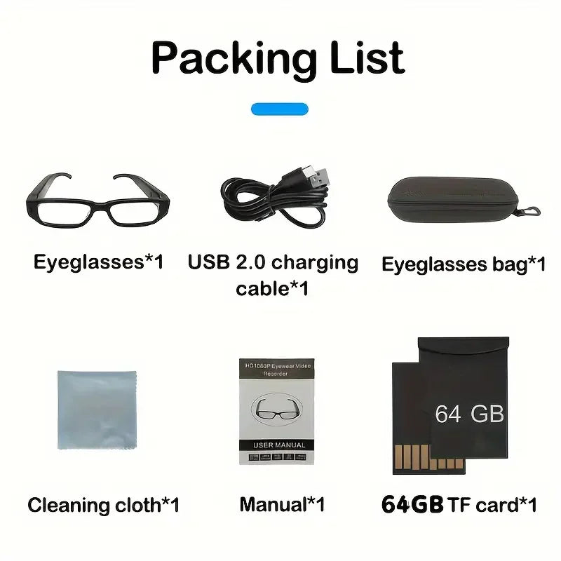 Portable 1080P HD Mini Glasses With Camera Video Recorder Wearable glasses Camera Outdoor Sports DV DVR Surveillance Camcorder