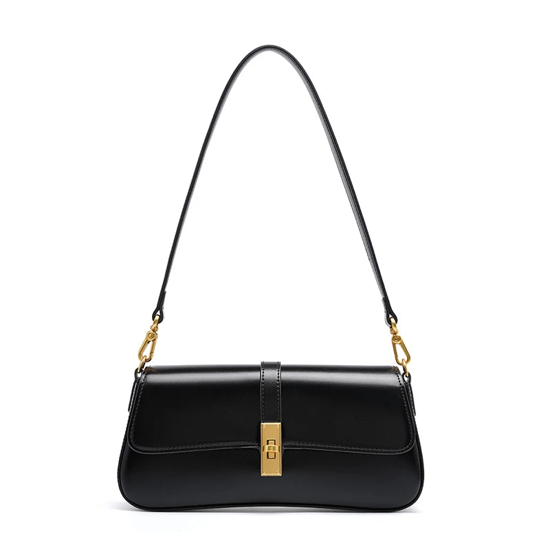 Toptrends Elegant Genuine Leather Underarm Shoulder Bags For Women 2025 Luxury Designer Crossbody Purses Saddle Ladies Handbags