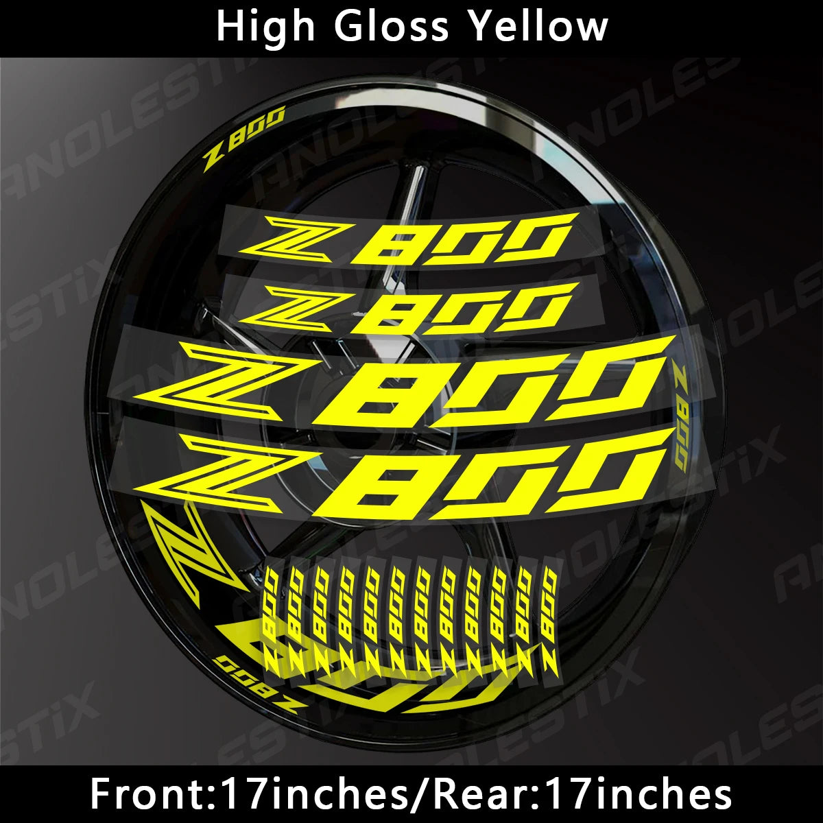 AnoleStix Reflective Motorcycle Wheel Sticker Hub Decal Rim Stripe Tape For Kawasaki Z800 2018 2019 2020 2021 2022 2023 2024