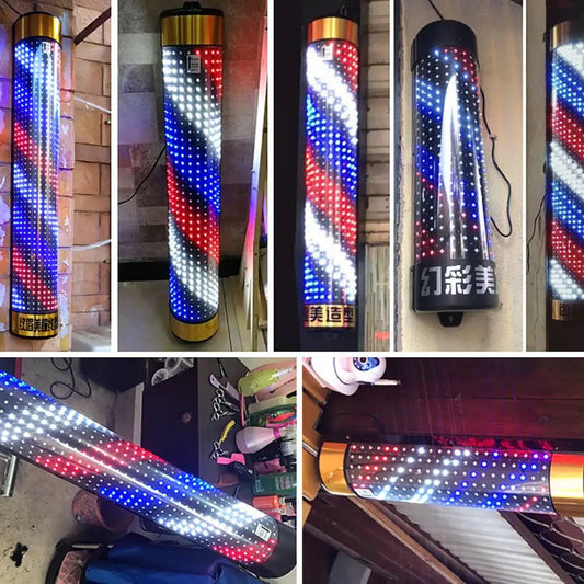 Rotating Barber Rod Lights Barber Shop Pole Waterproof Hair Salon Indoor Neon Signs Wall Mounted Hairdressing Stripes Lights