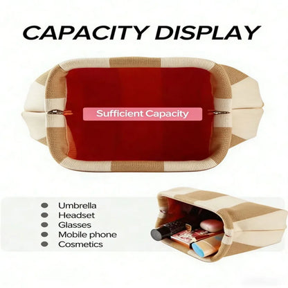 European and American trendy hot-selling women's striped makeup bag, knitted bag, girls' cloud beach clutch