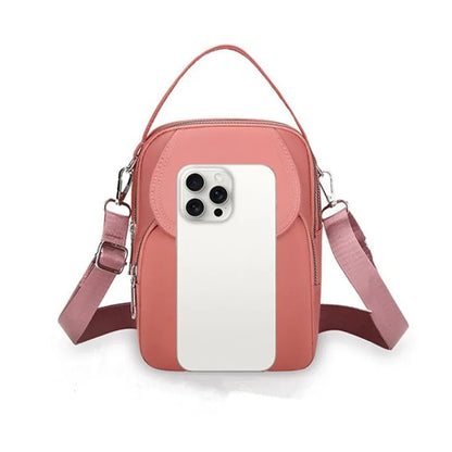 Lightweight Nylon Women's Crossbody Bag, Casual Mini Handbag with Multiple Zip Pouch, Chic Design Shoulder Bag for Everyday Use