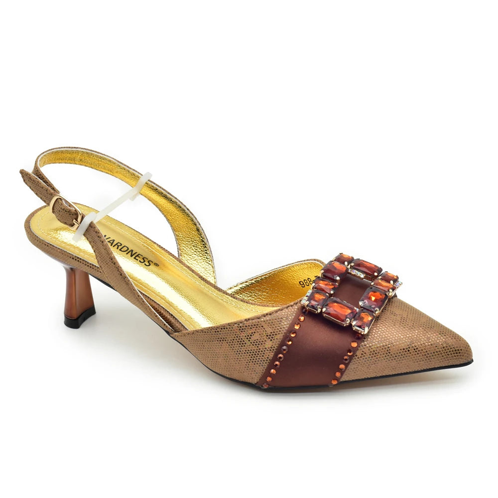New Design Women Nigerian Italian Shoes and Bags Set with Rhinestone African Shoe and Bags Set for Wedding Luxury Party Pumps