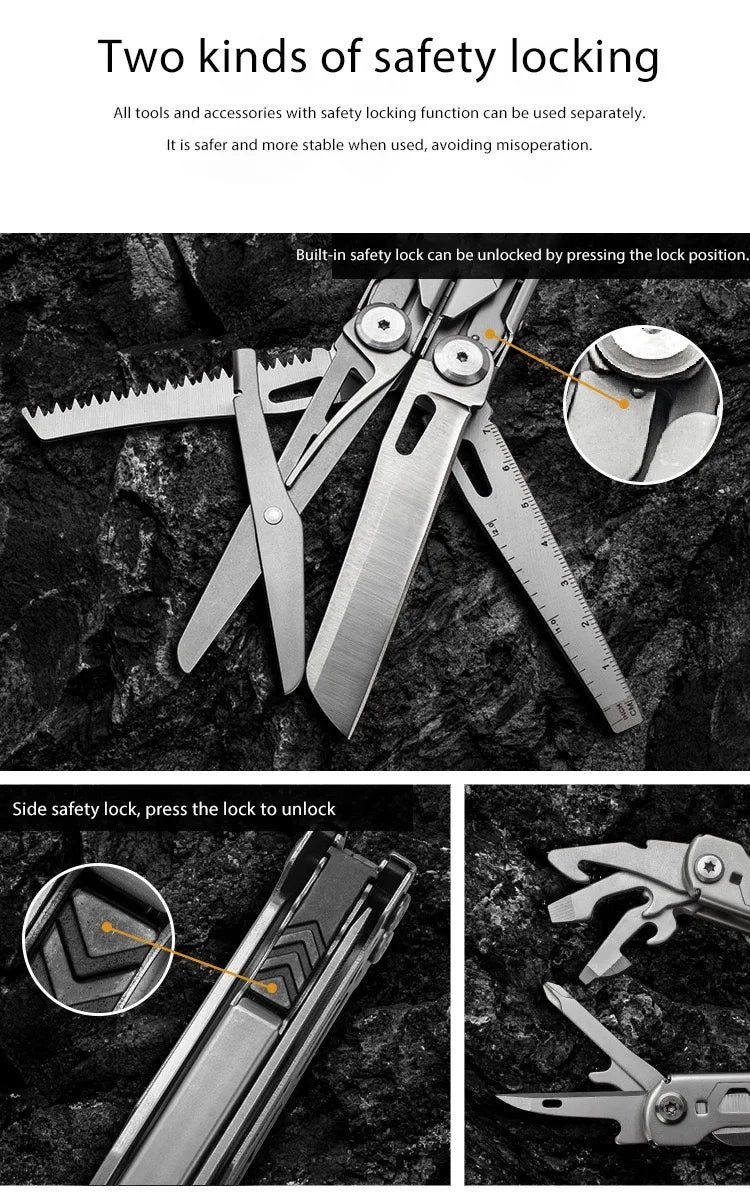 Outdoor Camping Multi Tools Folding Survival Gear Plier Knife Wire Stripper Outdoor Mini Portable Hand Tools Knife, Scissors