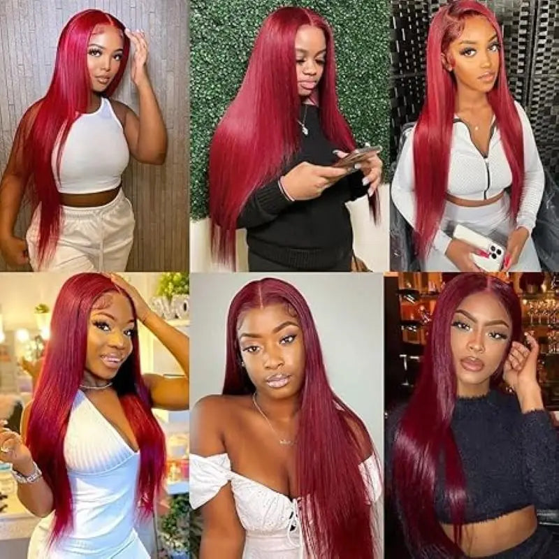 Bone Straight Human Hair Wigs Burgundy 13x6 Hd Lace Frontal Human Hair Wig 99j 13x4 Hd Lace Wigs 200% High Density 36 Inch