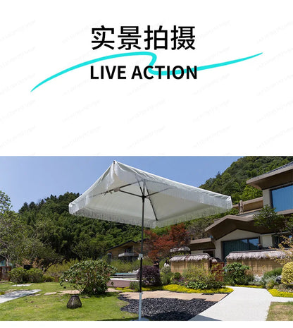 Seaside Resort Beach Umbrella Courtyard Tassel  Pool Terrace Parasol Square Umbrella