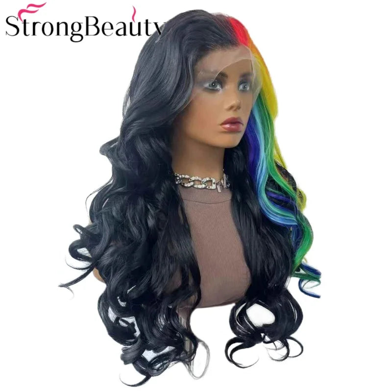 StrongBeauty Long Lace Front Wigs Synthetic Wavy Women Wig Heat Resistant Hair