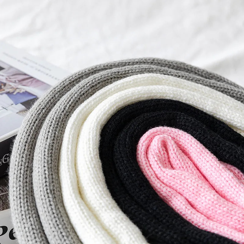 Women Winter Warm Breathable Long Johns Mohair Knee Length Knitted Wool Stretch High Sockings Femboy Leg Warmers Kawaii Clothes