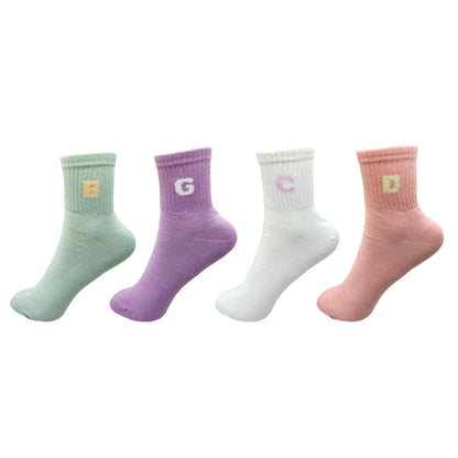1/4 Pairs Woman Cotton Socks For Women Cotton Female Socks Set Woman Colorful Lady Socks Letter Printed Sock