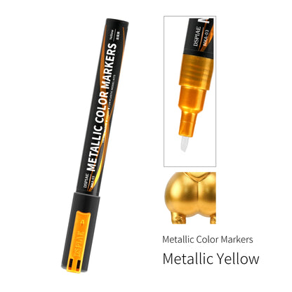 DSPIAE MKA 12-Piece Set Super Metallic Marker Brush Pens Environment-Friendly Water-Based Soft Head in Red Blue Green Gold Color
