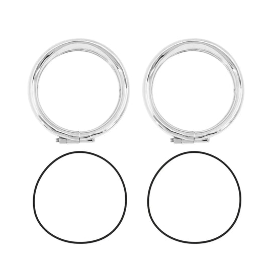 2PCS Chrome Motorcycle Visor Style Turn Signal Trim Ring For Harley Heritage Softail Touring Road King FLHR FLHRC FLSTC