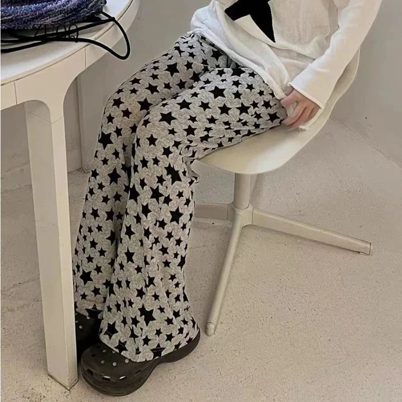 American Retro Flared Pants Women Summer High Waist Thin Full-Length High Street Hip-hop Casual Y2k Trousers Streetwear Female