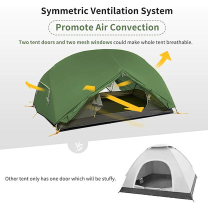 Naturehike Mongar 2 Person Tent 20D Nylon 210T Waterproof Ultralight Camping Hiking Tent with Mat Backpacking Travel Tent