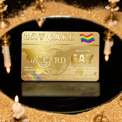 Gay Pride Lifetime Membership Cards Decorative PVC Non Sticker High End Golden Rainbow, PVC Material for LGBT Community Gift