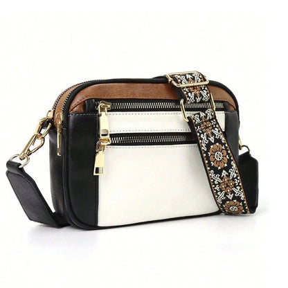 Retro fashion classic, women's multifunctional bag, zipper shoulder strap crossbody bag, small square bag, suitable for office w